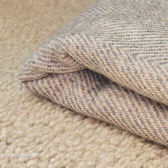 Cashmere Wool Herringbone Scarf Classic Grey Taupe Flawless - Picture 10 of 14